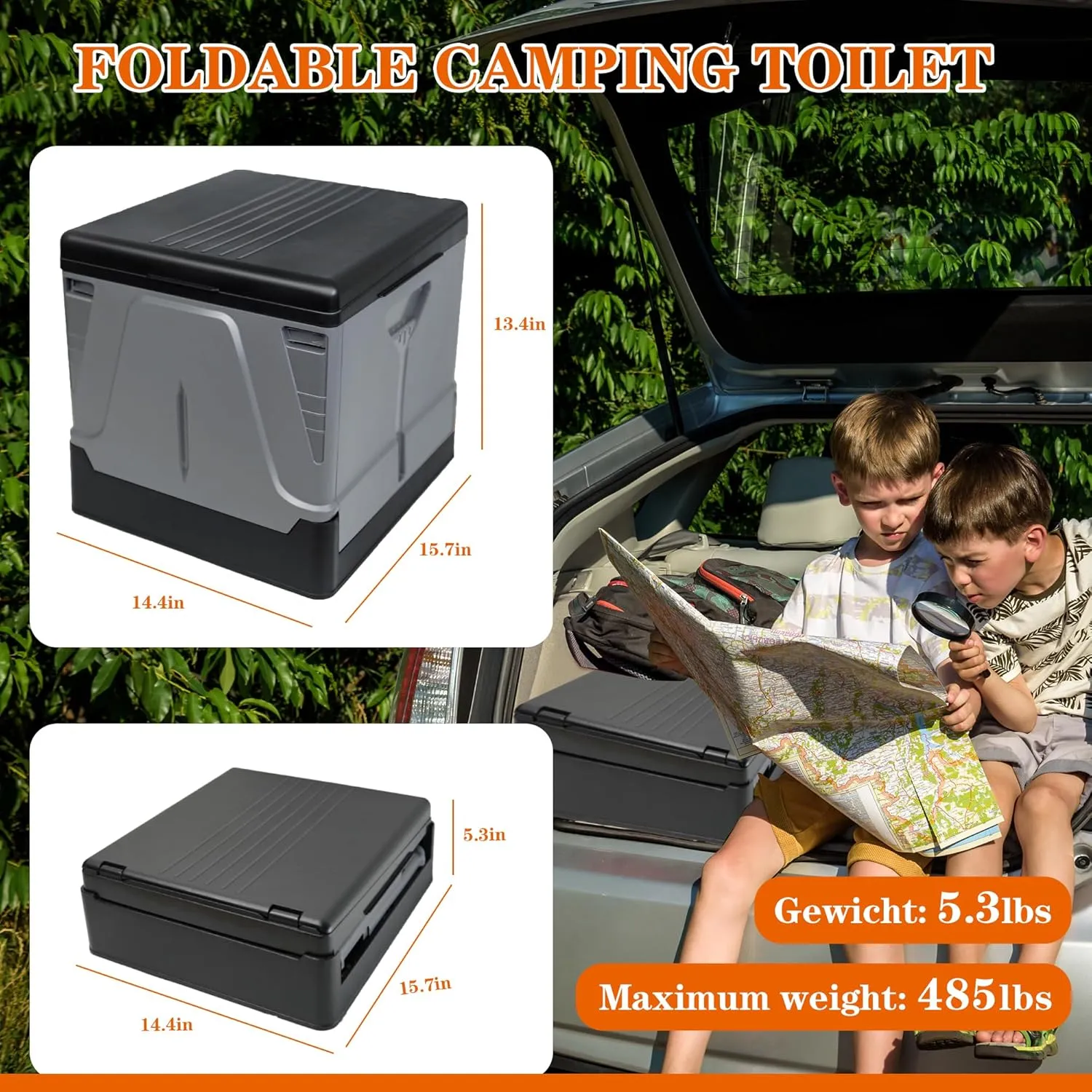 Portable Outdoor Toilet for Camping, RV, Travel | Emergency Toilet for Car, Hiking, Beach & Long Trips | Adult Portable Potty with Carry Bag