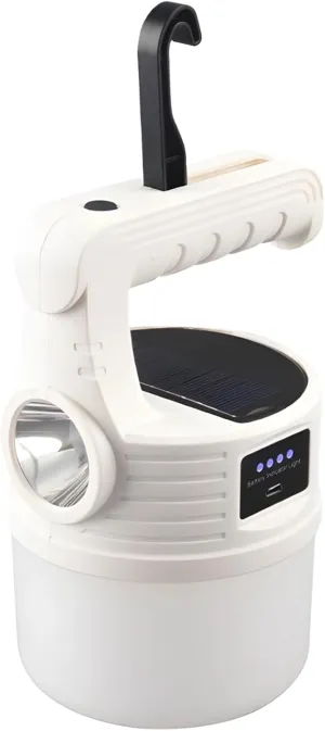 Portable Solar Camping Lantern, 500 Lumen Output, USB & Solar Recharge, Convenient Handle & Hook