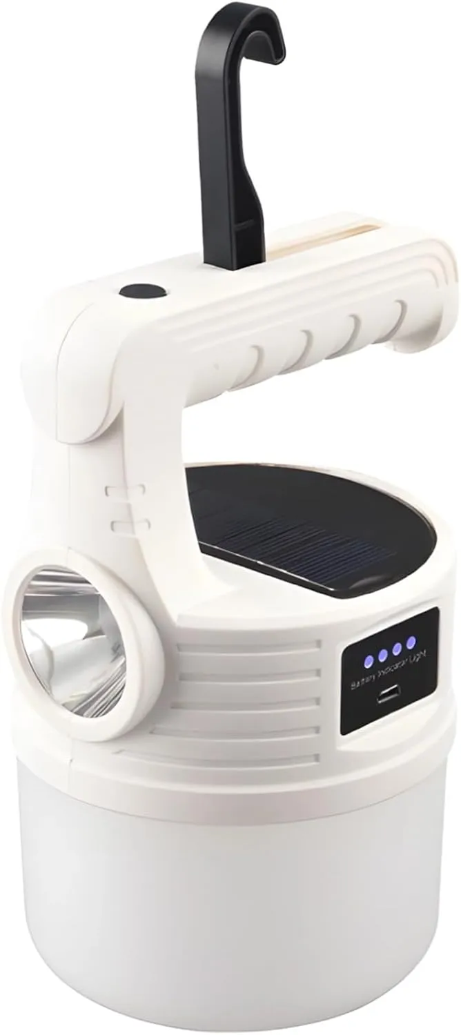 Portable Solar Camping Lantern, 500 Lumen Output, USB & Solar Recharge, Convenient Handle & Hook