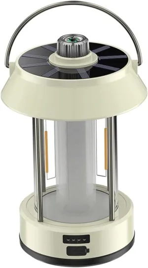 Portable Solar Powered Camping Lantern Waterproof LED Light Retro Design Compact Lightweight for Hiking Tent and Emergency Use