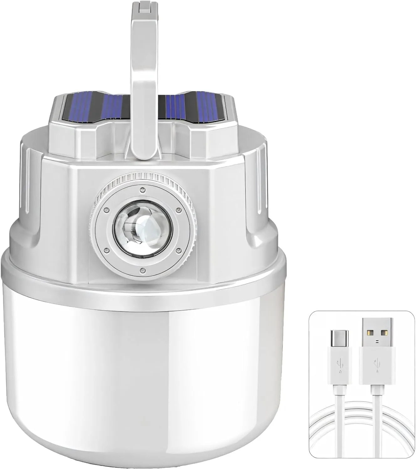Portable Solar-Powered Emergency Lantern with Type-C, Ideal for Camping
