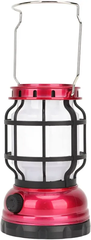Portable Survival Lantern, USB and Solar Charging Camping Lantern Low Power Consumption Concealed Portable Handle for Camping (Red)