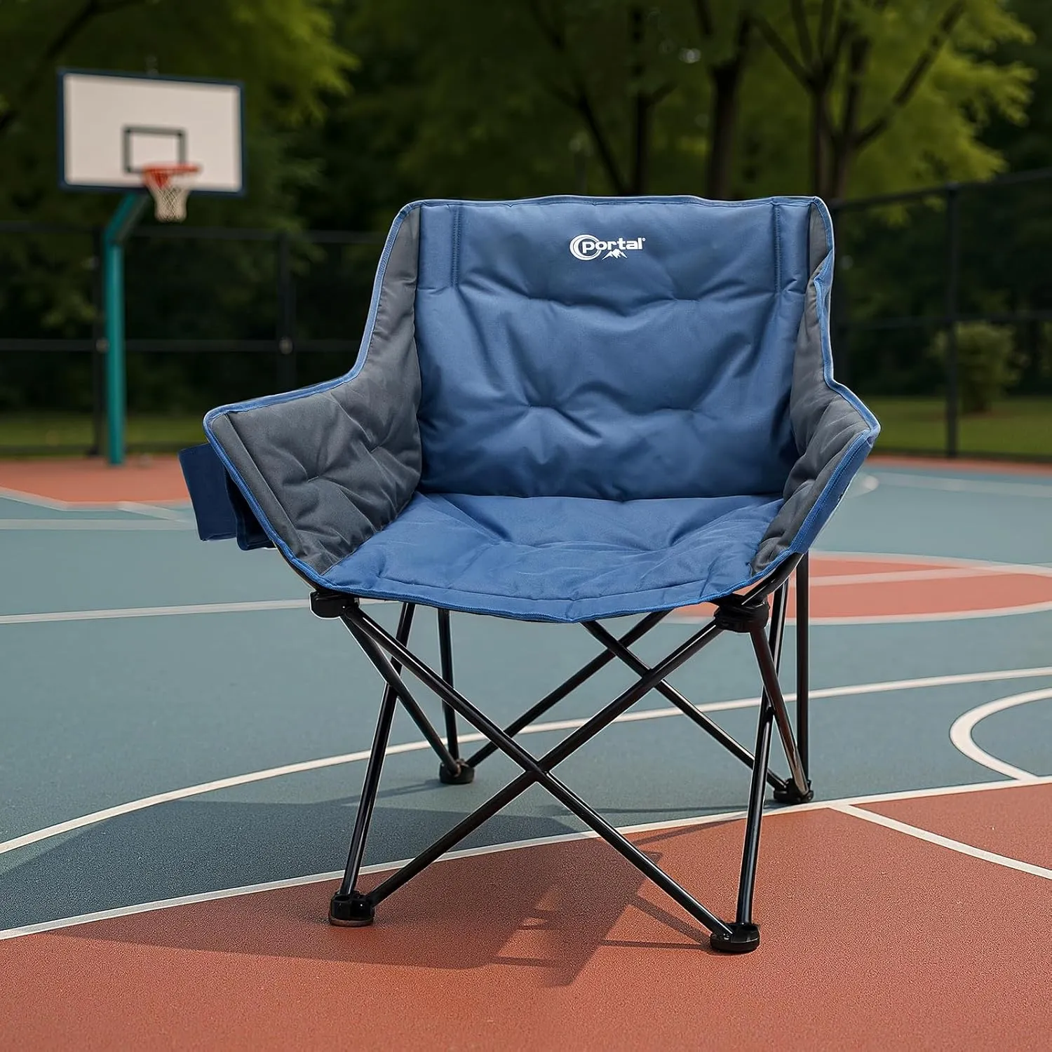 PORTAL 32In Extra Wide Camping Chair for Adults, Oversized Folding Chair with Cup Holder & Carry Bag, Heavy-Duty Outdoor Chair Supports 350 lbs, Portable for Camping, Lawn, Patio