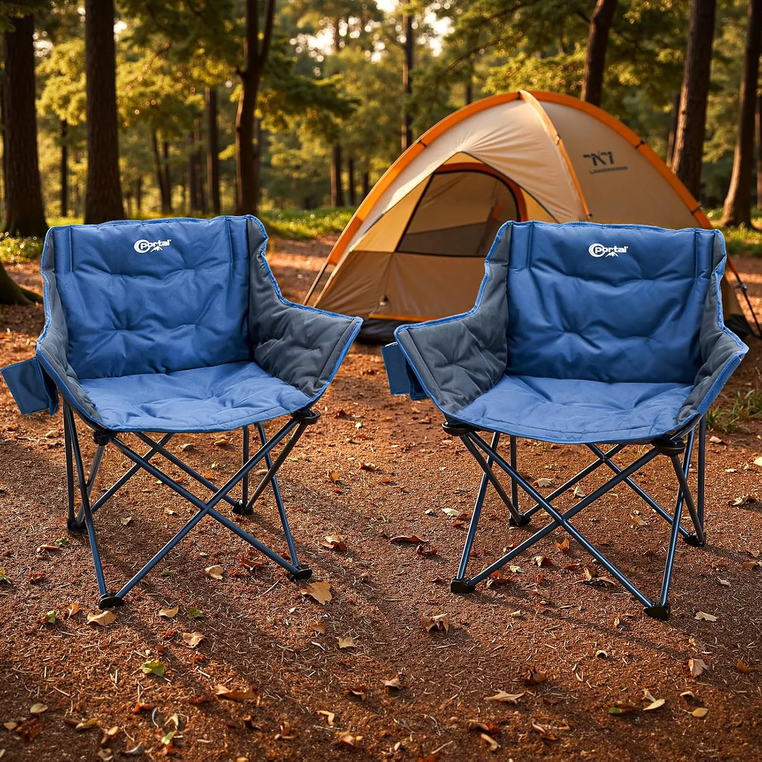 PORTAL 32In Extra Wide Camping Chair for Adults, Oversized Folding Chair with Cup Holder & Carry Bag, Heavy-Duty Outdoor Chair Supports 350 lbs, Portable for Camping, Lawn, Patio