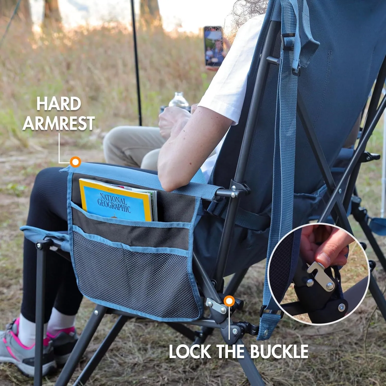 PORTAL Camping Chair with Lumbar Support for Adults Folding Portable High Back Oversized, 400LBS