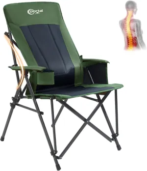 PORTAL Camping Chair with Lumbar Support for Adults Folding Portable High Back Oversized, 400LBS