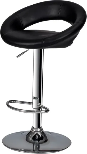 Poundex Y1553 Two Piece PU Round Shape Barstool Set, Black Adjustable Bar Stool