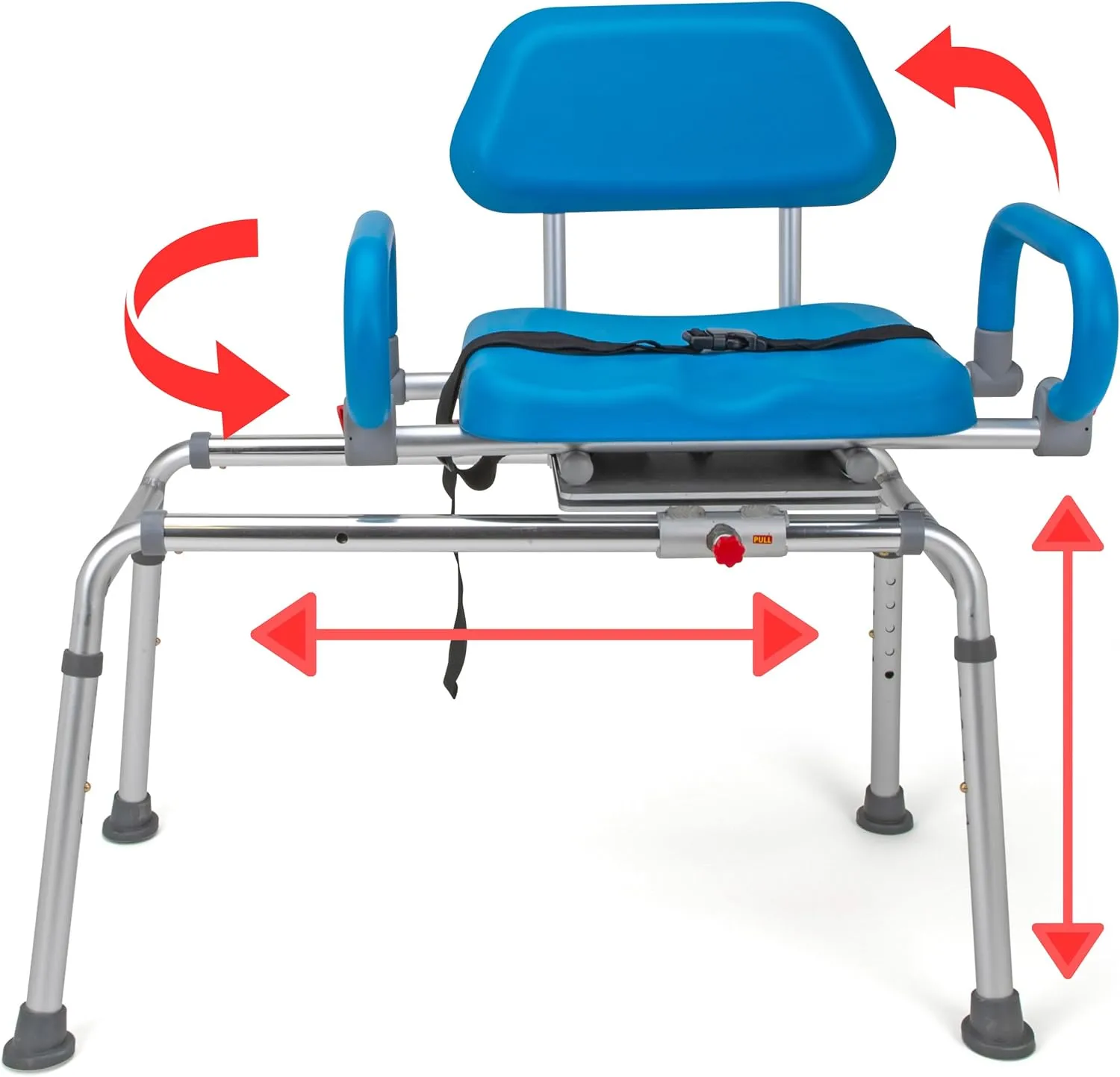 Premium Sliding Shower Swivel Seat Chair (2024 Update), Tub Transfer Bench, 330 Lb Capacity, with Updated Pull Knob and Pivoting Arms, Inside Shower and Tubs, for Handicap & Seniors
