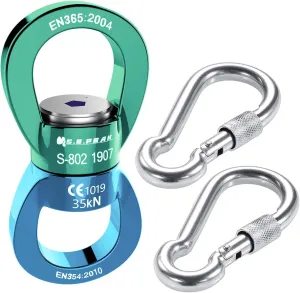 PROND 35kN Safest Rotational Device with Locking Carabiners, 316 Stainless Steel Heavy Duty Screw Lock Carabiner Hooks, Swing Swivel, Swing Spinner, Carabiner Swivel