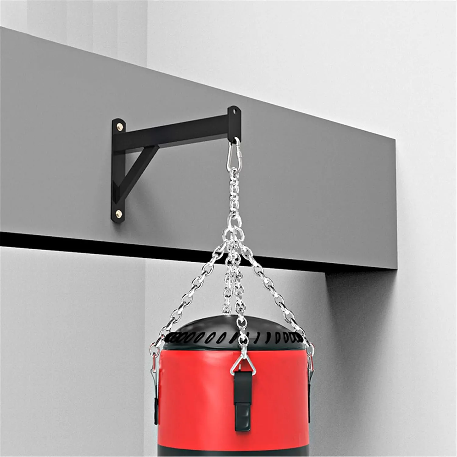 Punch Bag Bracket Heavy Duty Include.Carabiner with Lock, Mounting Screws, Lengthen The Fixed Plate 30Cm, Resilient Punch Bag Wall Bracket for Boxing Fitness at Home