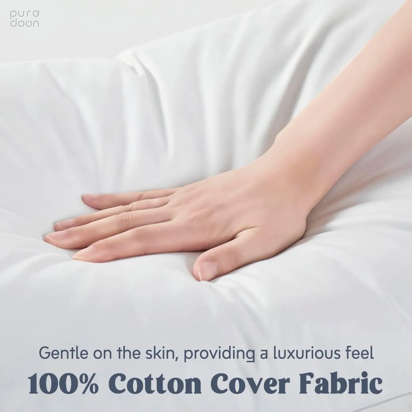 puredown® Goose Feather Down Pillows, Gusseted Bed Pillows for Sleeping 100% Cotton Cover, Set of 2 Standard Size