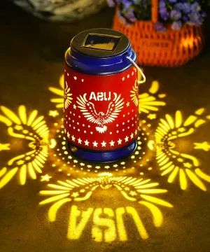 Qeeman Solar-Powered Eagle Metal Lanterns: LED Lights Garden Decor for Yard Patio Lawn Tabletop Pathway Landscape