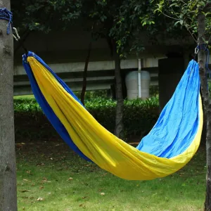 Qtqgoitem Backpacking Travel, Spring Summer Nylon Nest Hanging, Sleeping Bed, Lightweight, Parachute, Portable Swing, Double Hammock with, Carabiners Yellow (Model: 221 44e c3e cde c15)