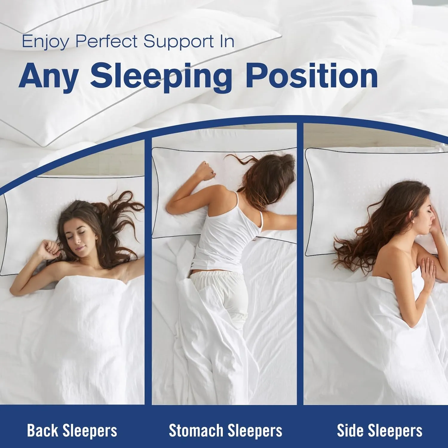 Queen Size Bed Pillows for Sleeping 4 Pack,Luxury Hotel Pillows,Comfortable and Supportive,Machine Washable,Suitable for Stomach,Back and Side Sleepers.