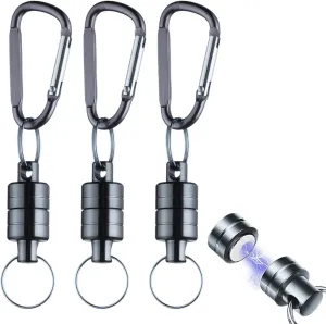Quick Release Keychain,Super Strong Magnetic Key Holder for Car Key Fly Fishing Bags,Hook Hangers Gray (3)