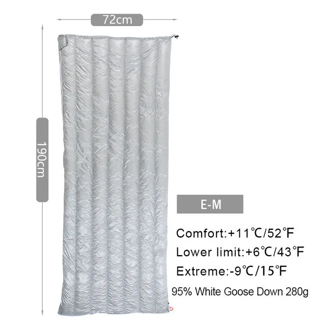 Quick turnaround 200X82cm Outdoor Sleeping Hiking Global reach Goose White Bags Down Camping