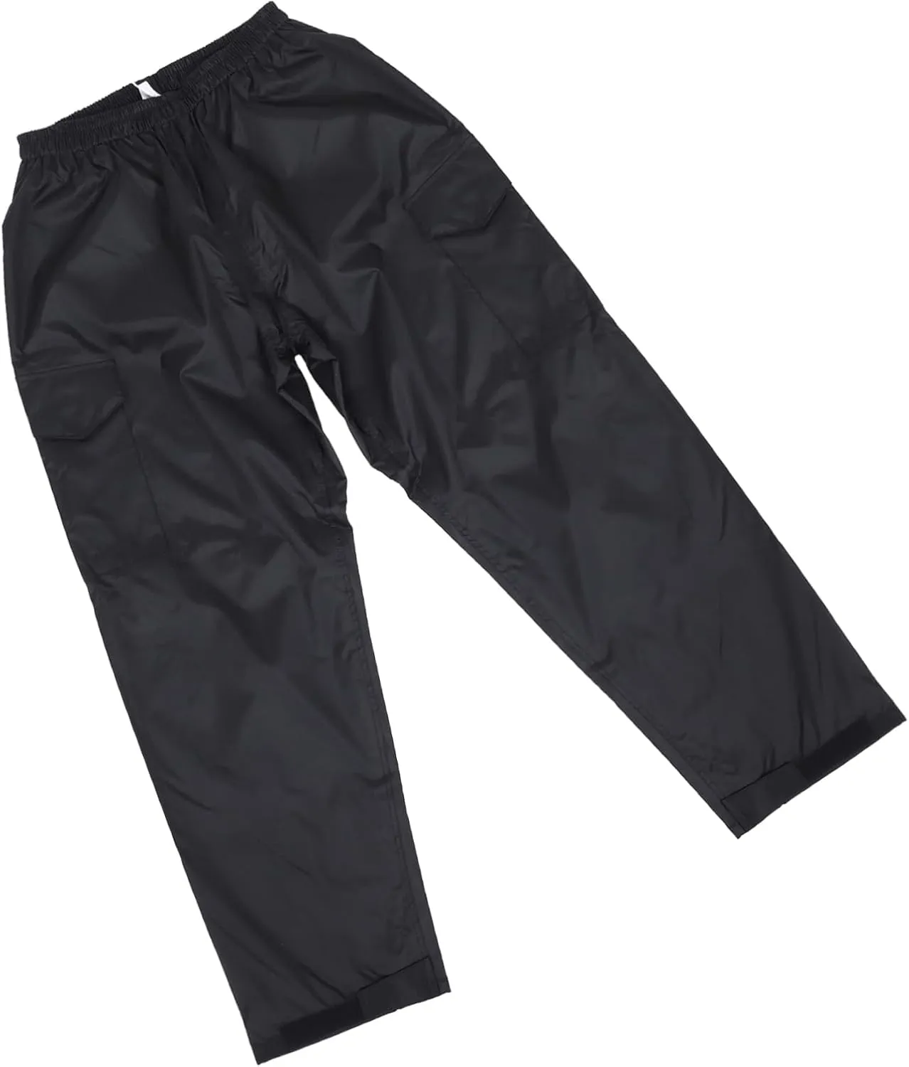 Rainproof Pants Waterproof Pants Double-Layered Wear-Resistant Breathable Elastic Waistband Black