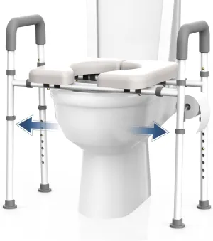 Raised Toilet Seat with Handles - 400 lbs Toilet Seat Riser for Seniors, Handicap and Disabled, Adjustable Elevated, Fit Any Toilets, NEW