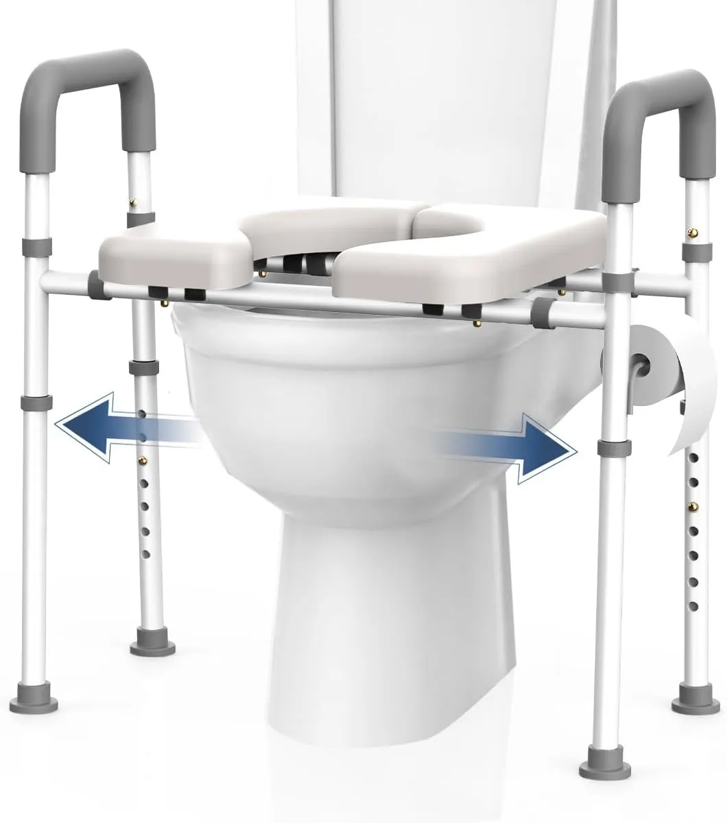 Raised Toilet Seat with Handles - 400 lbs Toilet Seat Riser for Seniors, Handicap and Disabled, Adjustable Elevated, Fit Any Toilets, NEW