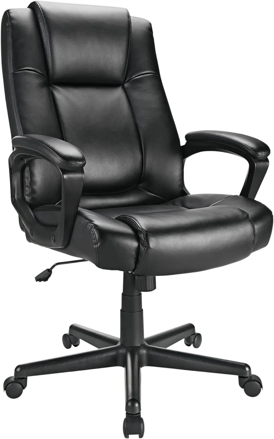 Realspace® Hurston Bonded Leather High-Back Executive Office Chair, Black, BIFMA Compliant