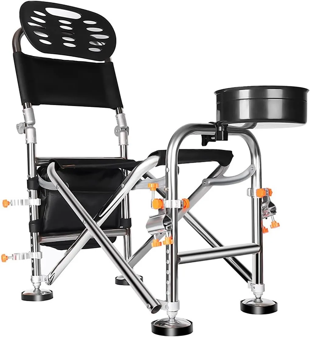 Recliner Chair,Folding Fishing Chair, Portable Stainless Steel All-Terrain Desk Fishing Chair Padded Seat Breathable for Fishing and Lunch Breaks
