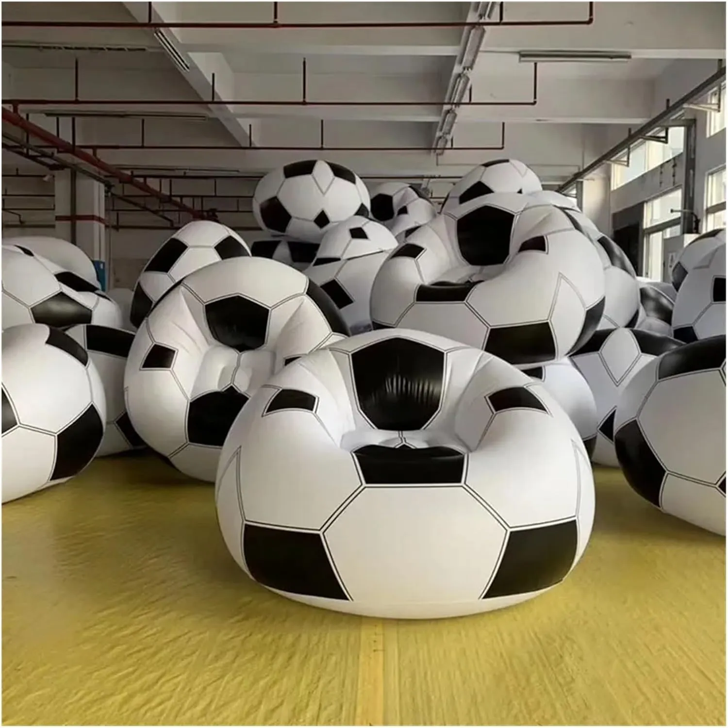 Recliner Outdoor Portable Funny Sofa Inflatable Folding Lazy Bean Bag Sofas Chair Puff Couch Living Room Footstool Beach Inflatable Bed Portable (Color : Football)