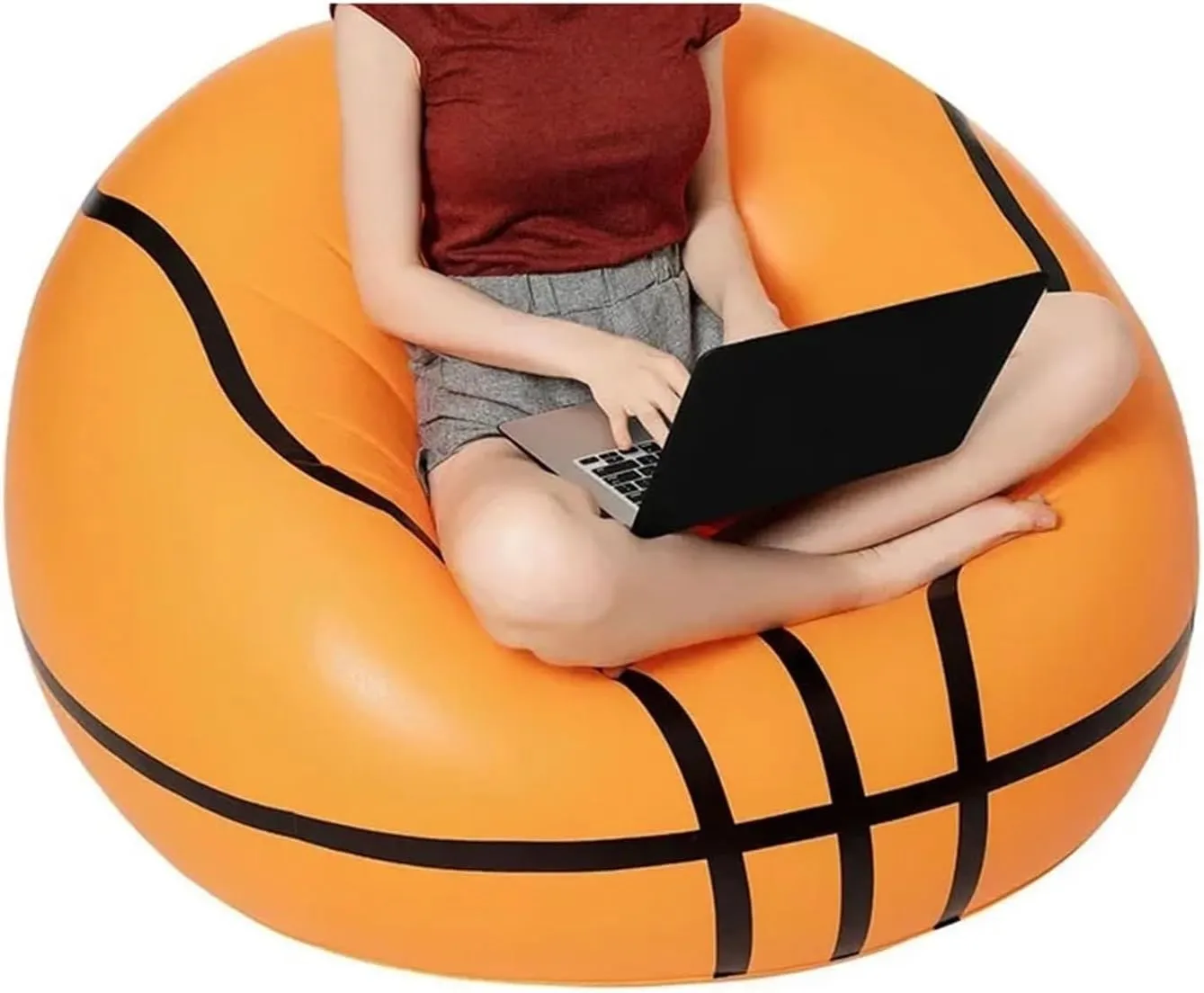 Recliner Outdoor Portable Funny Sofa Inflatable Folding Lazy Bean Bag Sofas Chair Puff Couch Living Room Footstool Beach Inflatable Bed Portable (Color : Football)