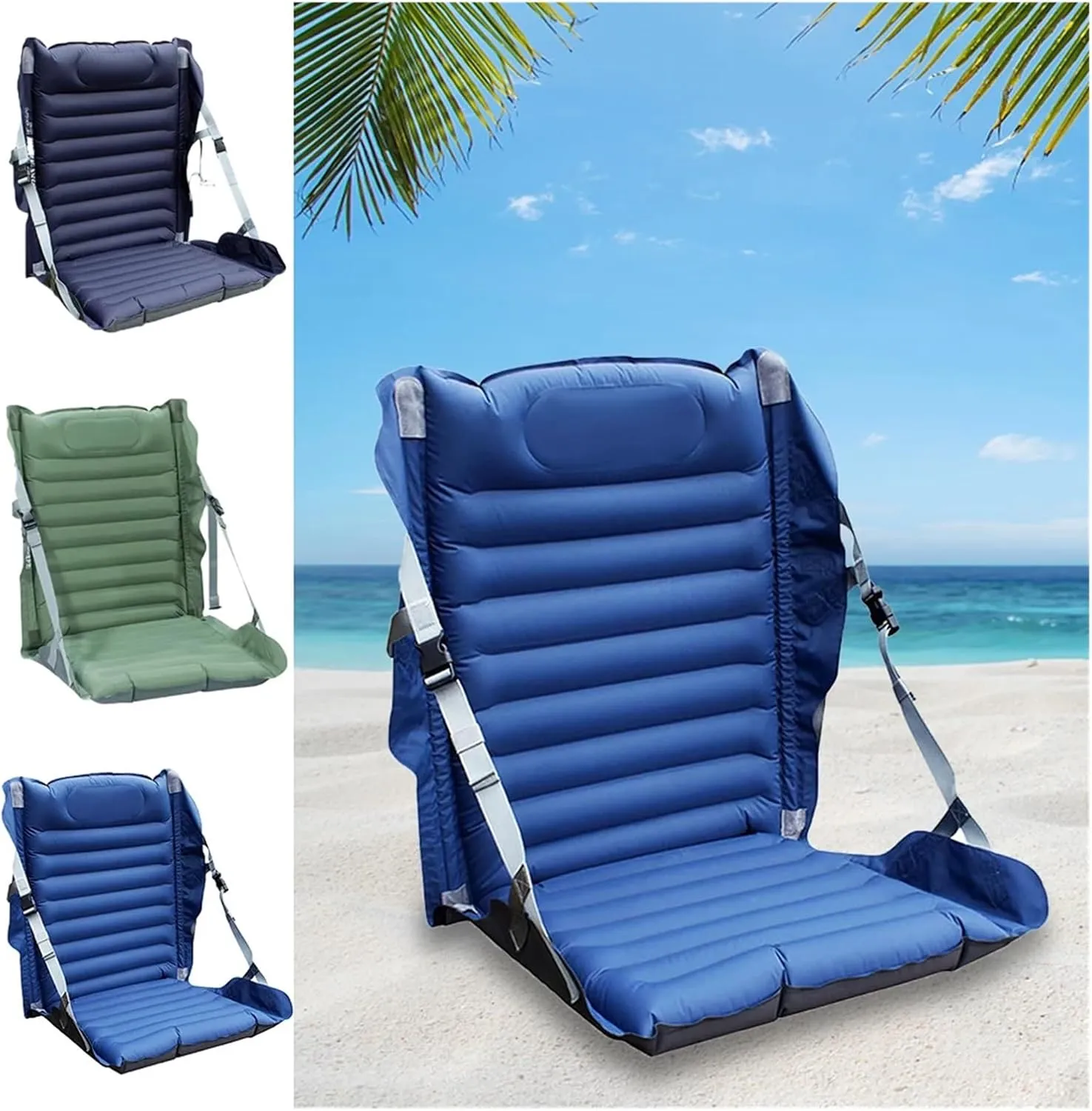 Recliner Portable Inflatable Camping Folding Cushion Leisure Chairs Outdoor Folding Chair Adjustable Fishing Picnic BBQ Beach Portable (Color : Red)