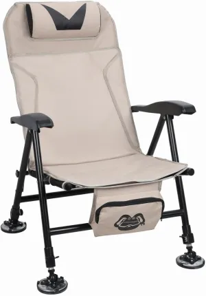 Reclining Fishing Chair for Adults, Outdoor Folding Chair with Storage Bag, Adjustable Height Fishing Hunting Chair Seat with Oxford Cloth Khaki