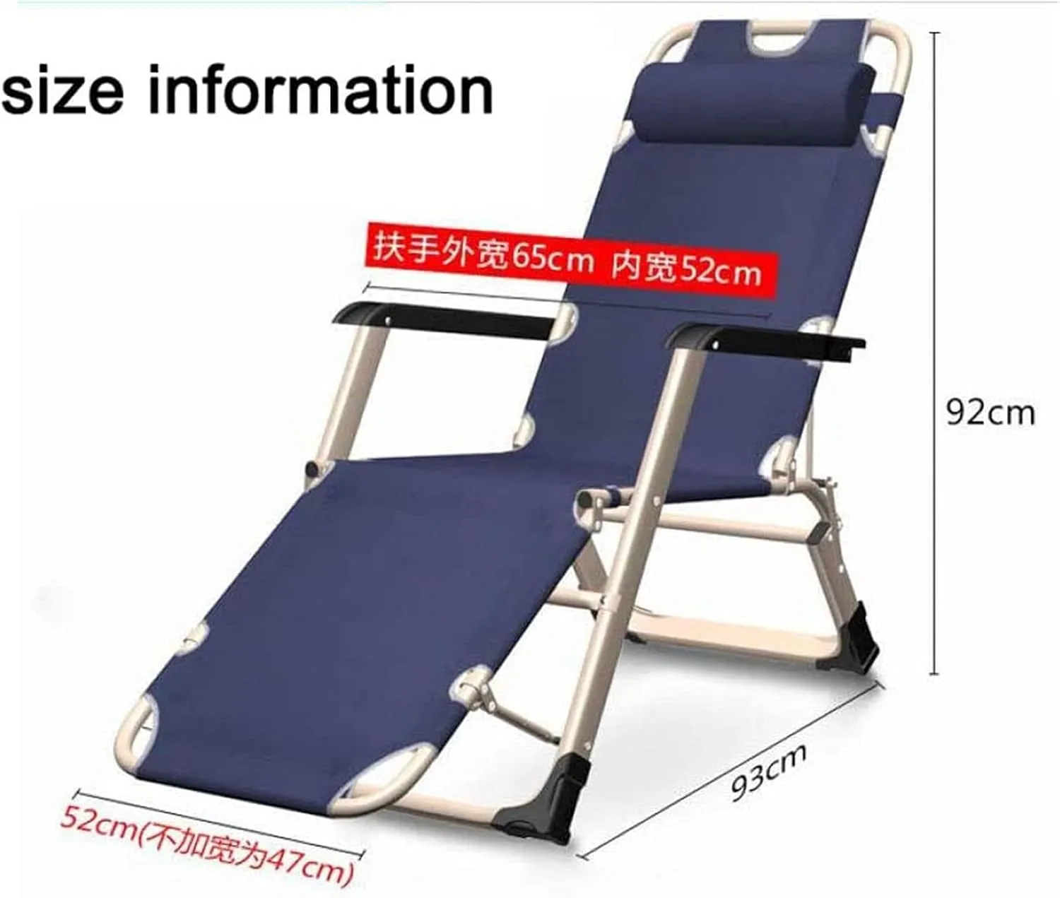 Reclining Folding Chair, Portable Adjustable Adjustable Recliner Lounger, Folding Garden Loungers, Camping Hinge, Lounger and Folding Deck(B)