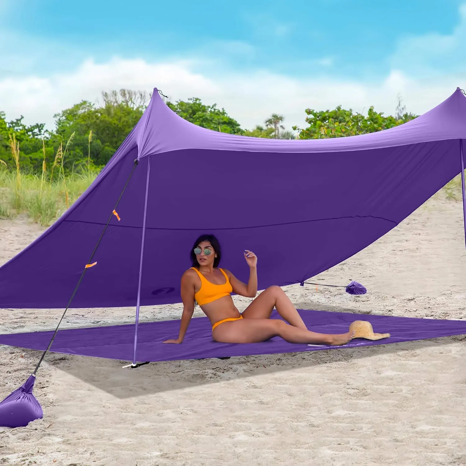 Red Suricata Sand Free Beach Mat – Large Sandproof Beach Blanket, Sandless, Waterproof – Fits and Matches Beach Canopy - Oversized Sand Proof Beach Mats for Outdoor, Picnic, Camping (Medium, Purple)