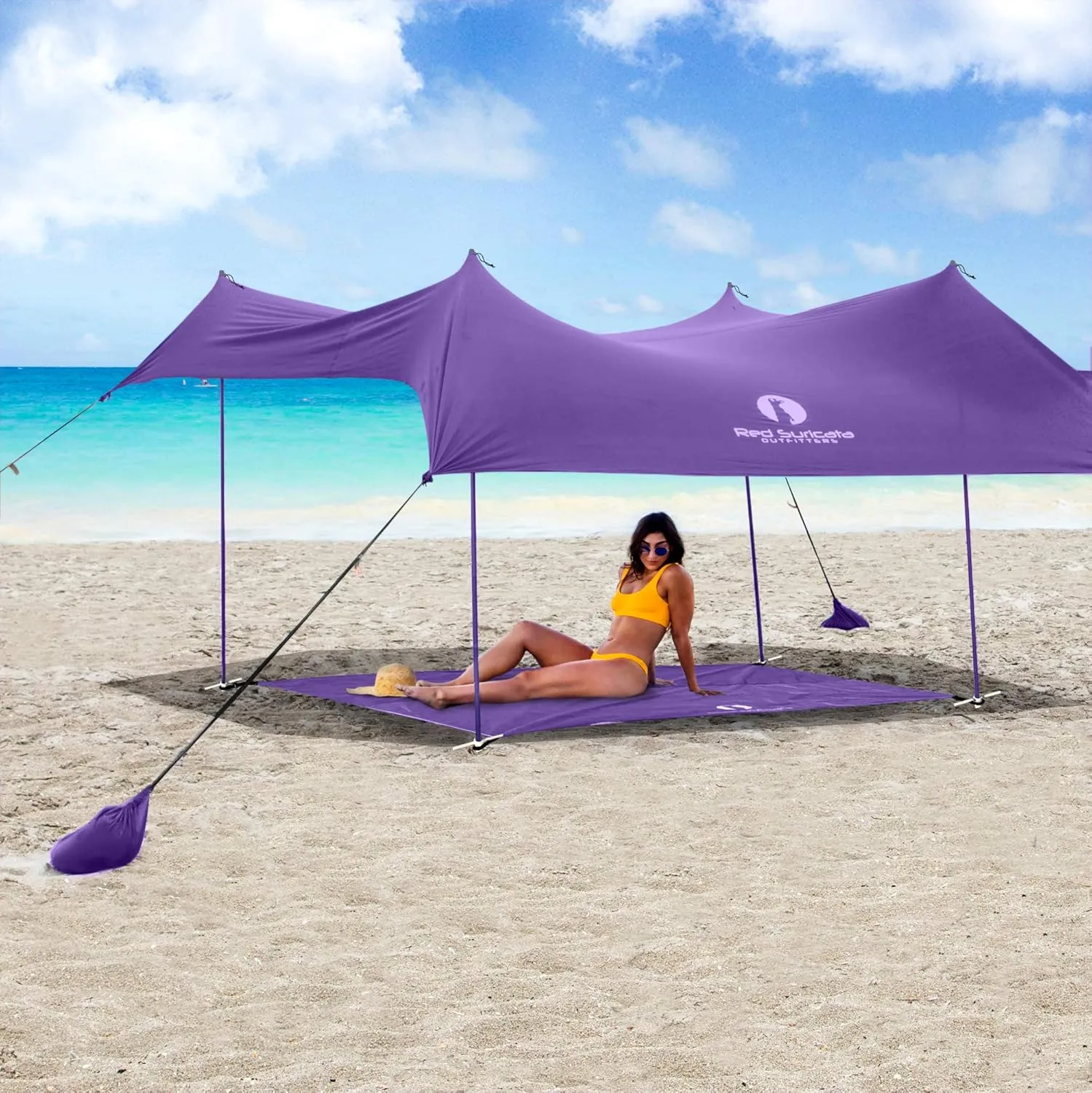 Red Suricata Sand Free Beach Mat – Large Sandproof Beach Blanket, Sandless, Waterproof – Fits and Matches Beach Canopy - Oversized Sand Proof Beach Mats for Outdoor, Picnic, Camping (Medium, Purple)