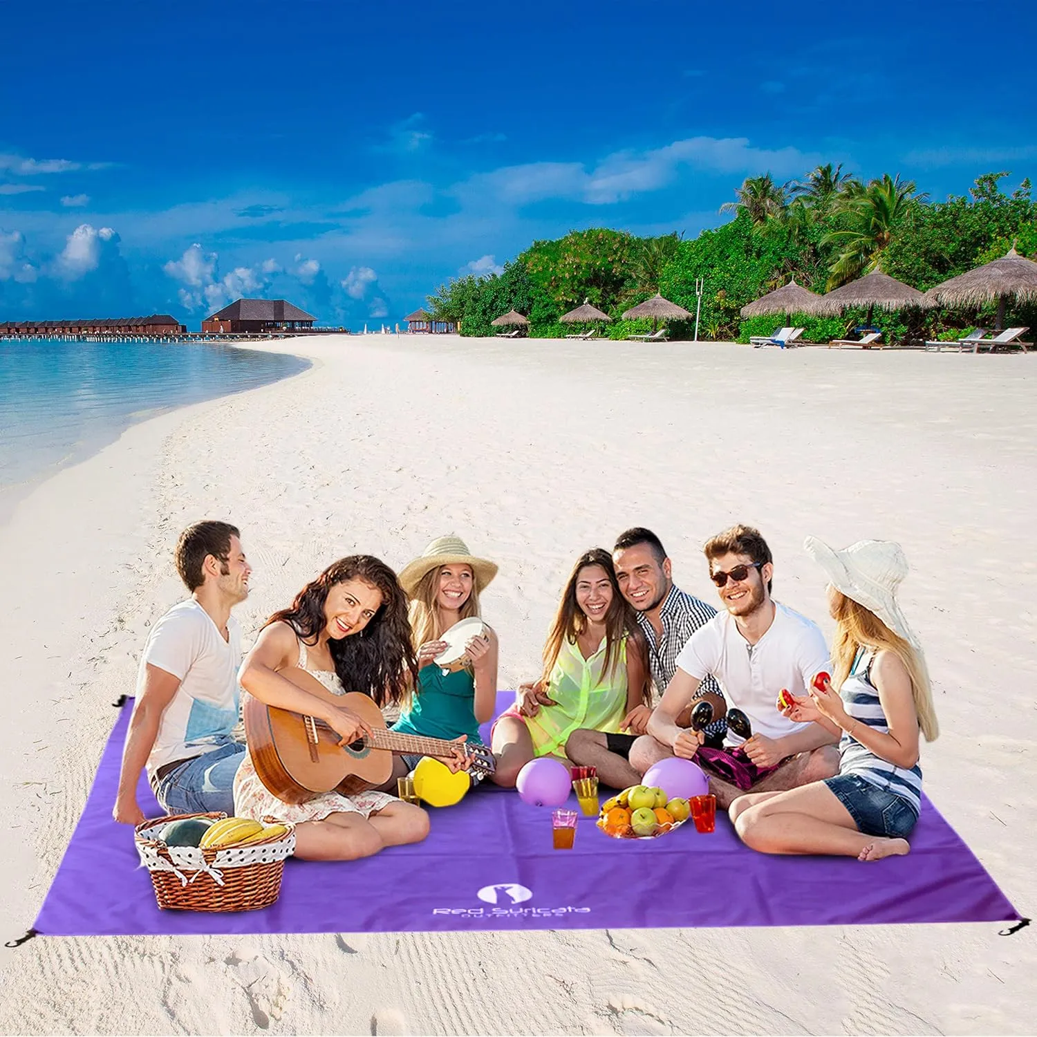Red Suricata Sand Free Beach Mat – Large Sandproof Beach Blanket, Sandless, Waterproof – Fits and Matches Beach Canopy - Oversized Sand Proof Beach Mats for Outdoor, Picnic, Camping (Medium, Purple)