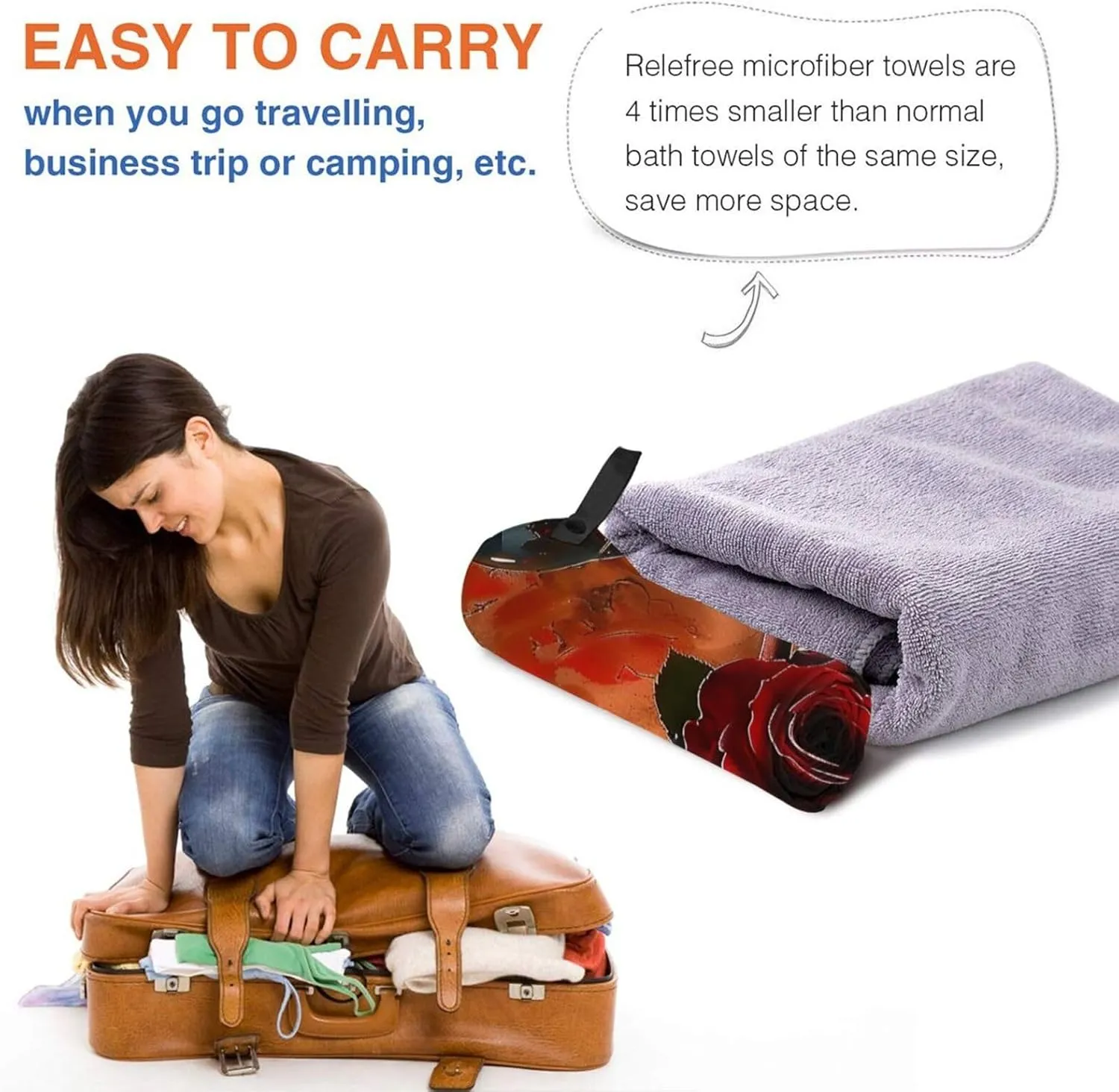Red Wine Rose and Candle Printed Microfiber Towels with Bag and Carabiner, Quick Dry Absorbent Hand Face Towels for Gym Beach Swim Pool Travel Yoga Spa, 31.5"x16"