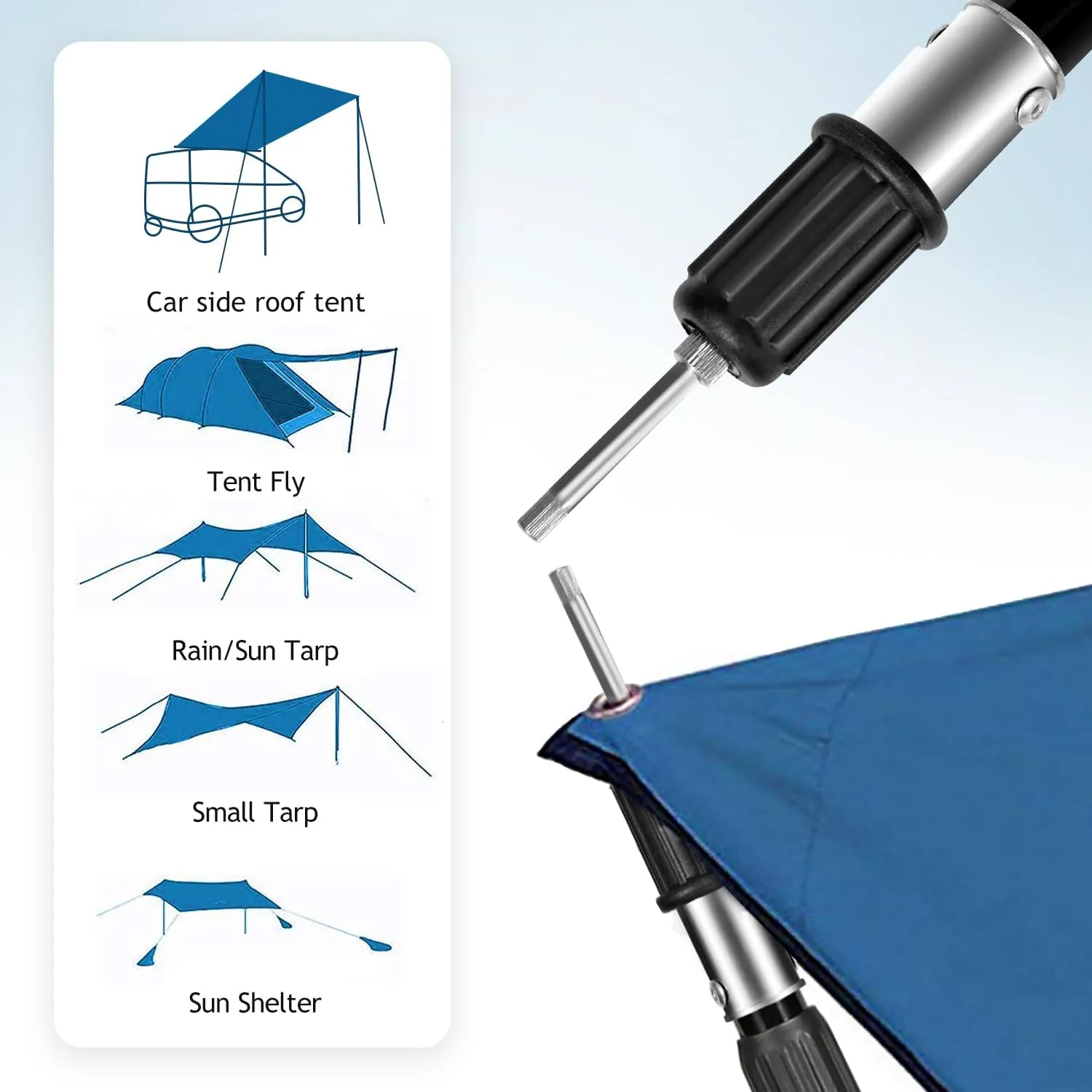 REDCAMP Aluminum Adjustable Camping Tarp Poles, Set of 2, 33.3in to 98.4in Telescoping Lightweight Tent Poles for Shelter, Hammock Rain Fly, Awning