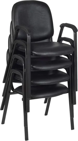 Regency Ace Vinyl Stack Chair (4 Pack), Black