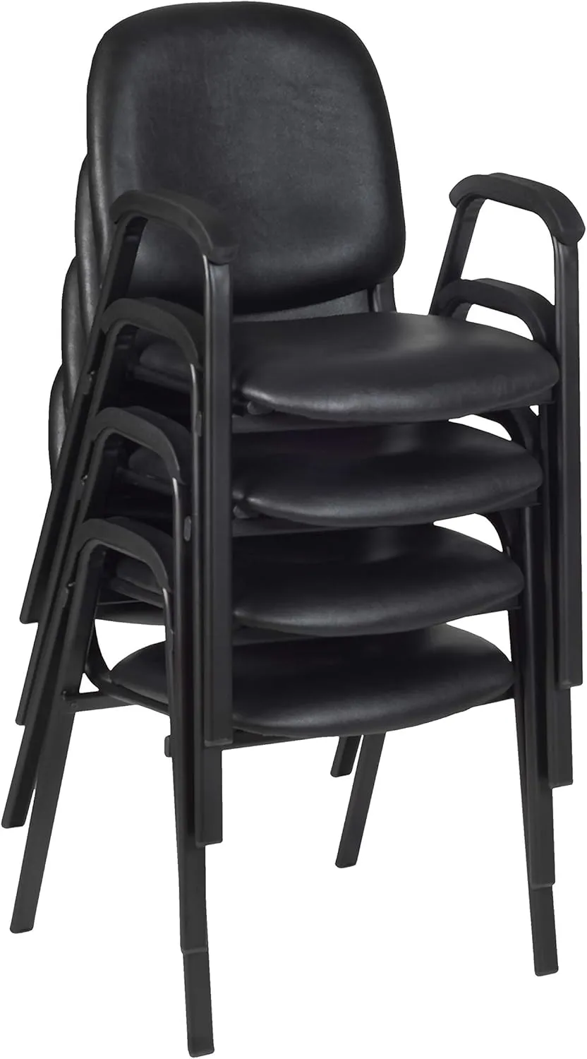 Regency Ace Vinyl Stack Chair (4 Pack), Black