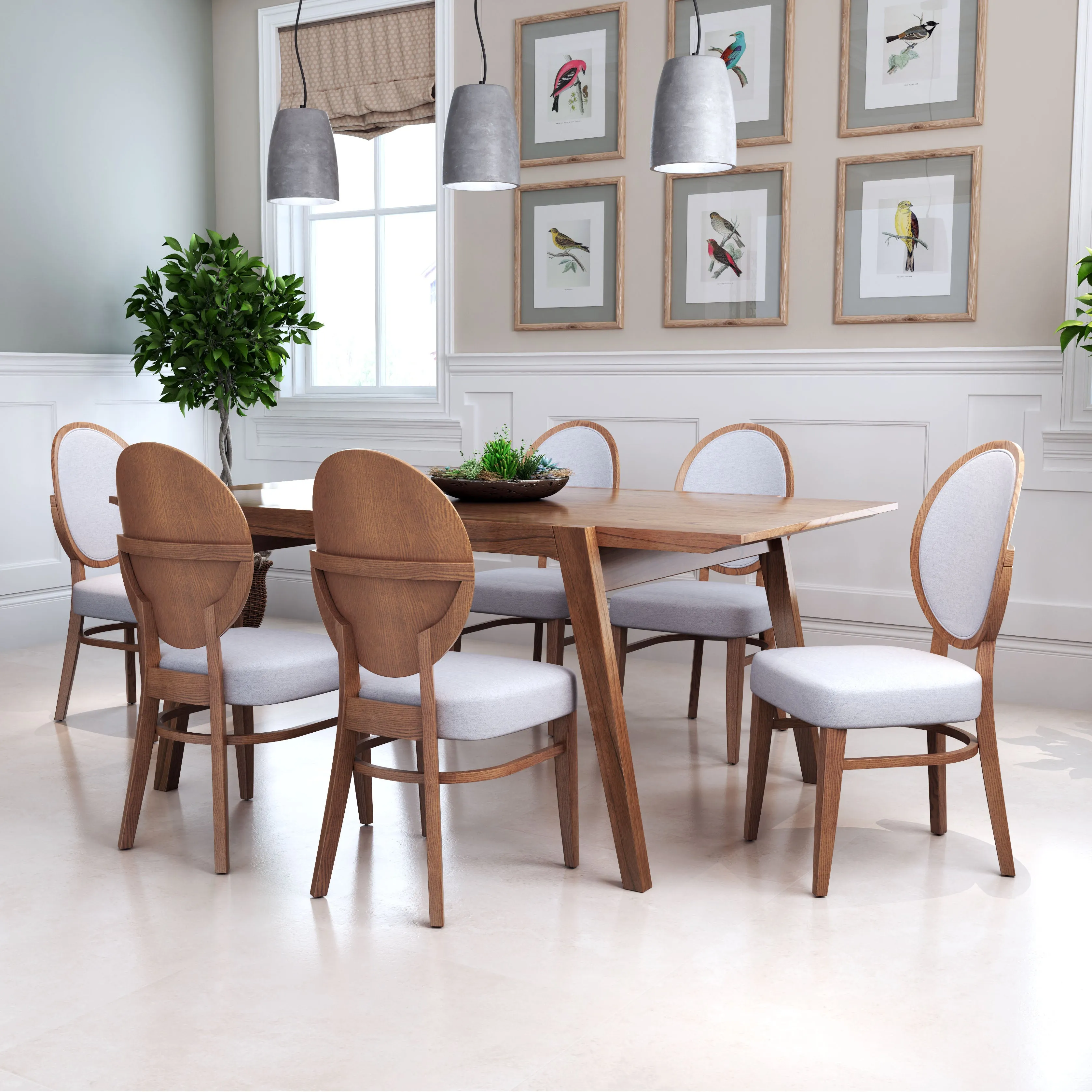 Regents Dining Chair  Walnut & Light Gray