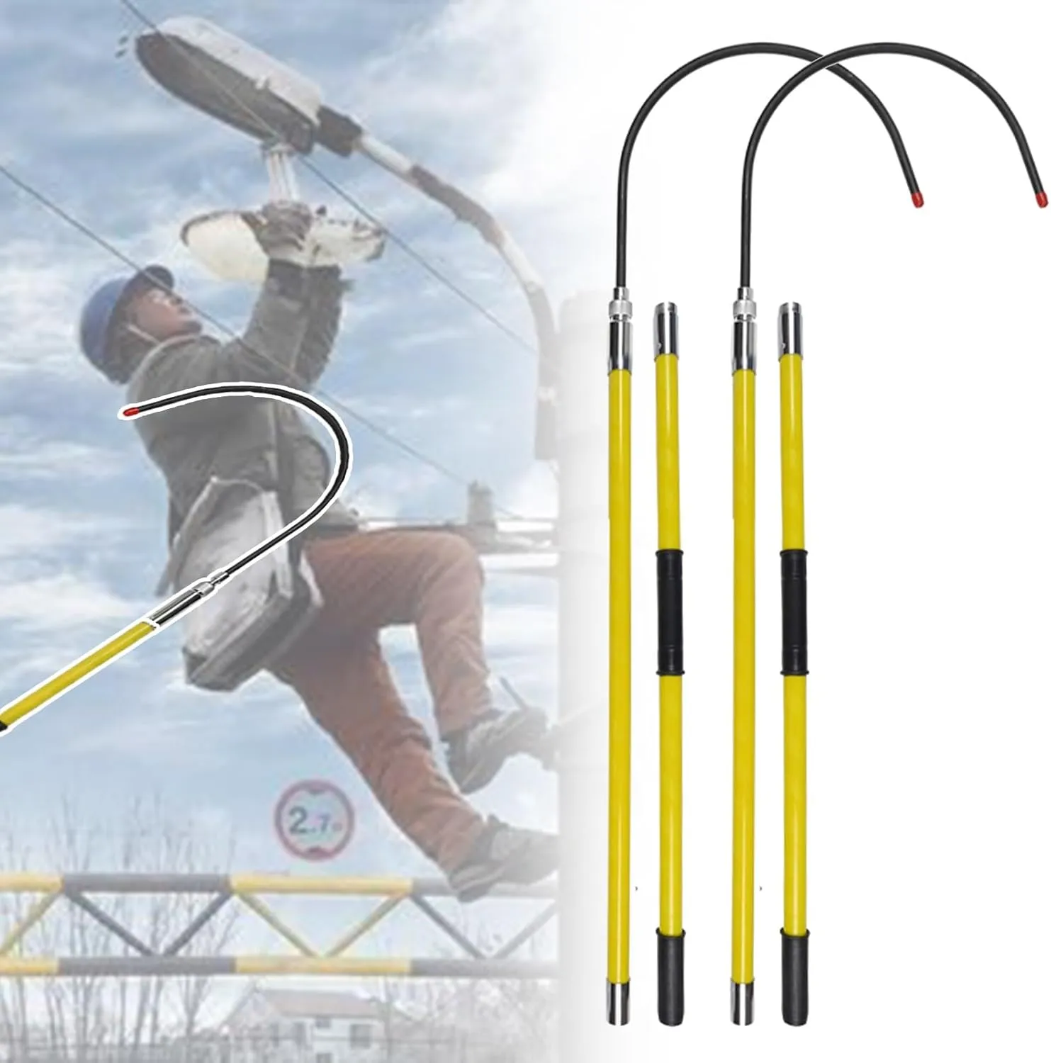 Rescue Hook Lifeguard Rod Insulated Body Rescue Hook, 3 5 6 10 Ft Long Lightweight Anti Electric Shock Rescue Pole for New Energy Vehicle Repairs, 10KV 35KV 110KV 220KV High Voltage Electrical Lifegua