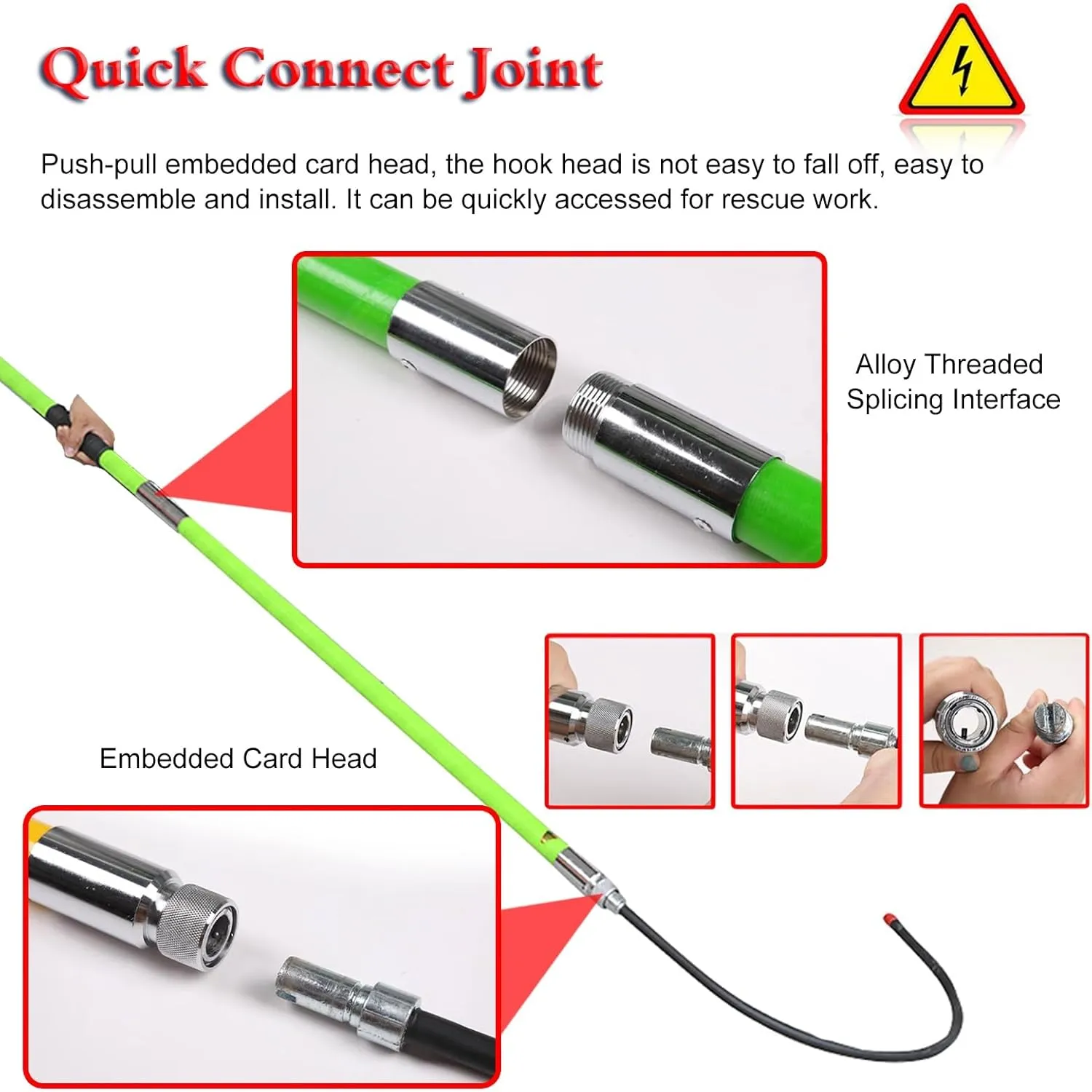 Rescue Hook Lifeguard Rod Insulated Body Rescue Hook, 3 5 6 10 Ft Long Lightweight Anti Electric Shock Rescue Pole for New Energy Vehicle Repairs, 10KV 35KV 110KV 220KV High Voltage Electrical Lifegua