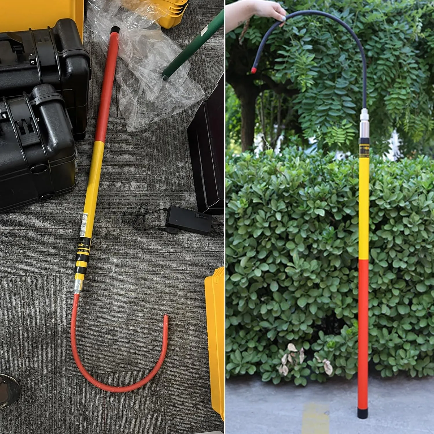 Rescue Hook Telescopic Rescue Pole with Body Hook Anti-Electrocution, Adjustable Insulated Tool for Automotive Site, Electrocution Emergency Rescue Stick(3m/9.8ft(3 Section))