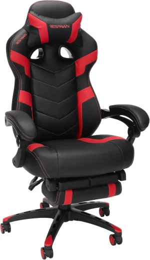 RESPAWN 110 Ergonomic Gaming Chair With Footrest Recliner - Racing Style High Back PC Computer Desk Office Chair - 360 Swivel, Lumbar Support, Adjustable Headrest Pillow, Padded Armrests - 2021 Red