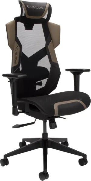 RESPAWN FLEXX Mesh Gaming Chair with Lumbar Support, Ergonomic Gaming Chair with Recline/Tilt Tension Controls, Adjustable Arms, 300lb Max Weight with Wheels for Computer/Desk/Office - Brown