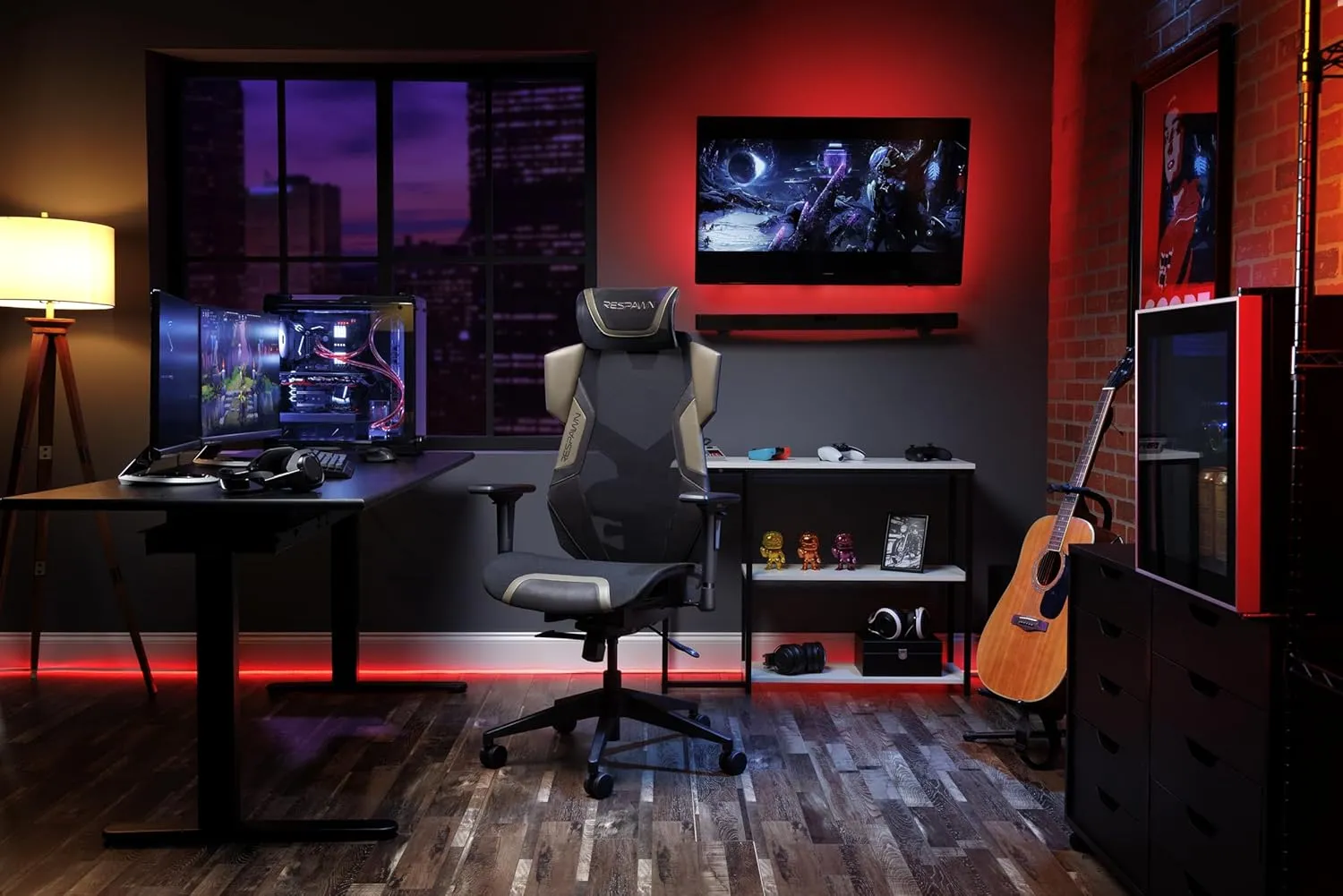 RESPAWN FLEXX Mesh Gaming Chair with Lumbar Support, Ergonomic Gaming Chair with Recline/Tilt Tension Controls, Adjustable Arms, 300lb Max Weight with Wheels for Computer/Desk/Office - Brown