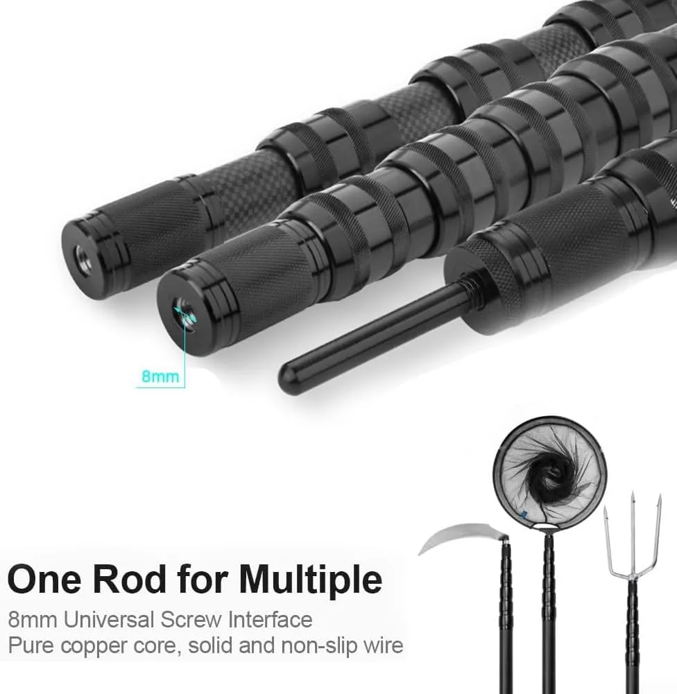 Retractable Carbon Fiber Fishing Landing Net Rods, 46T Carbon Fiber Telescoping Fishing Landing Net Rod Fish Handle Collapsible Pole, 1.3-3.0m Retractable for Big Fish Catch
