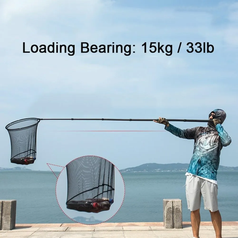 Retractable Carbon Fiber Fishing Landing Net Rods, 46T Carbon Fiber Telescoping Fishing Landing Net Rod Fish Handle Collapsible Pole, 1.3-3.0m Retractable for Big Fish Catch