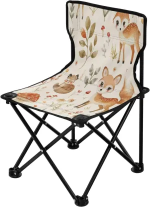 Retro Colorful Mushrooms Portable Outdoor Folding Chair Anti-Slip Padded Oxford Cloth Stool Camping Chair Small for Beach Hiking Fishing Gardening Quad Camp Chair