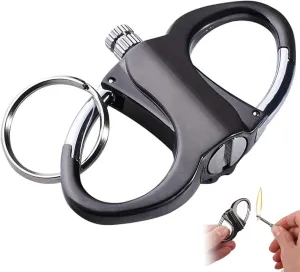 Retro Kerosene Lighter, Metal Convenient Keychain with Permanent Matches, Waterproof Reusable Multifunctional Lighter, Outdoor Emergency, Camping Survival(Black)