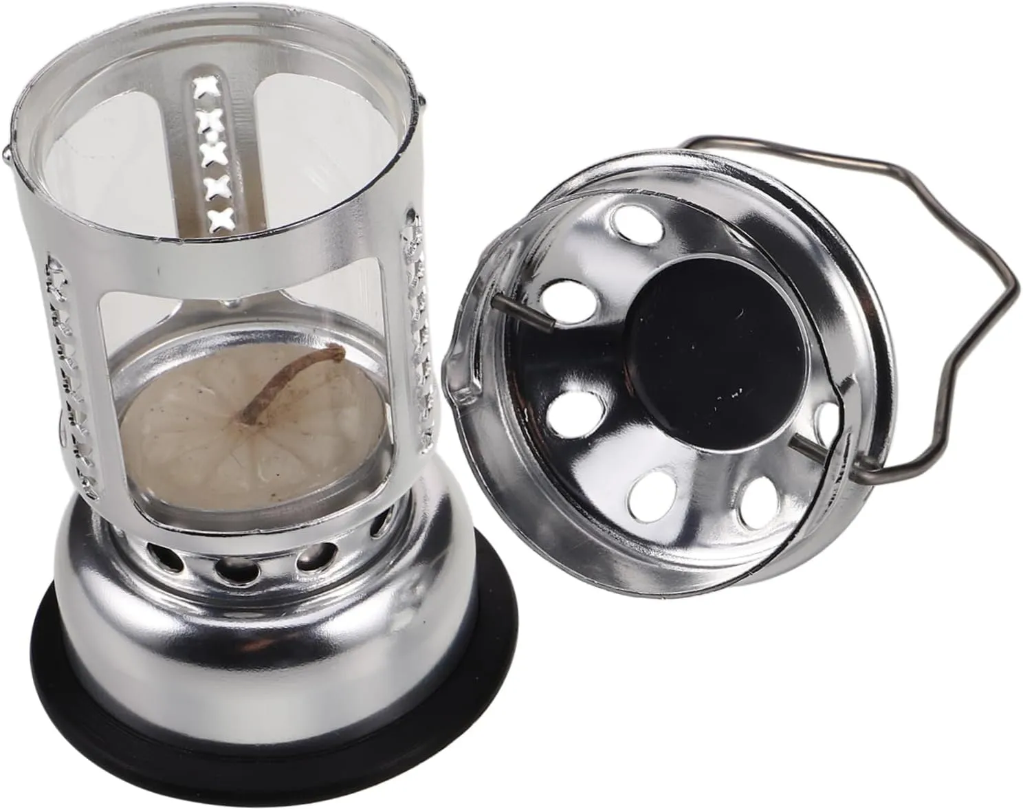 Retro Tea Light Candle Lantern for Tent Camping Night Fishing Aluminum Alloy Design Hanging Option