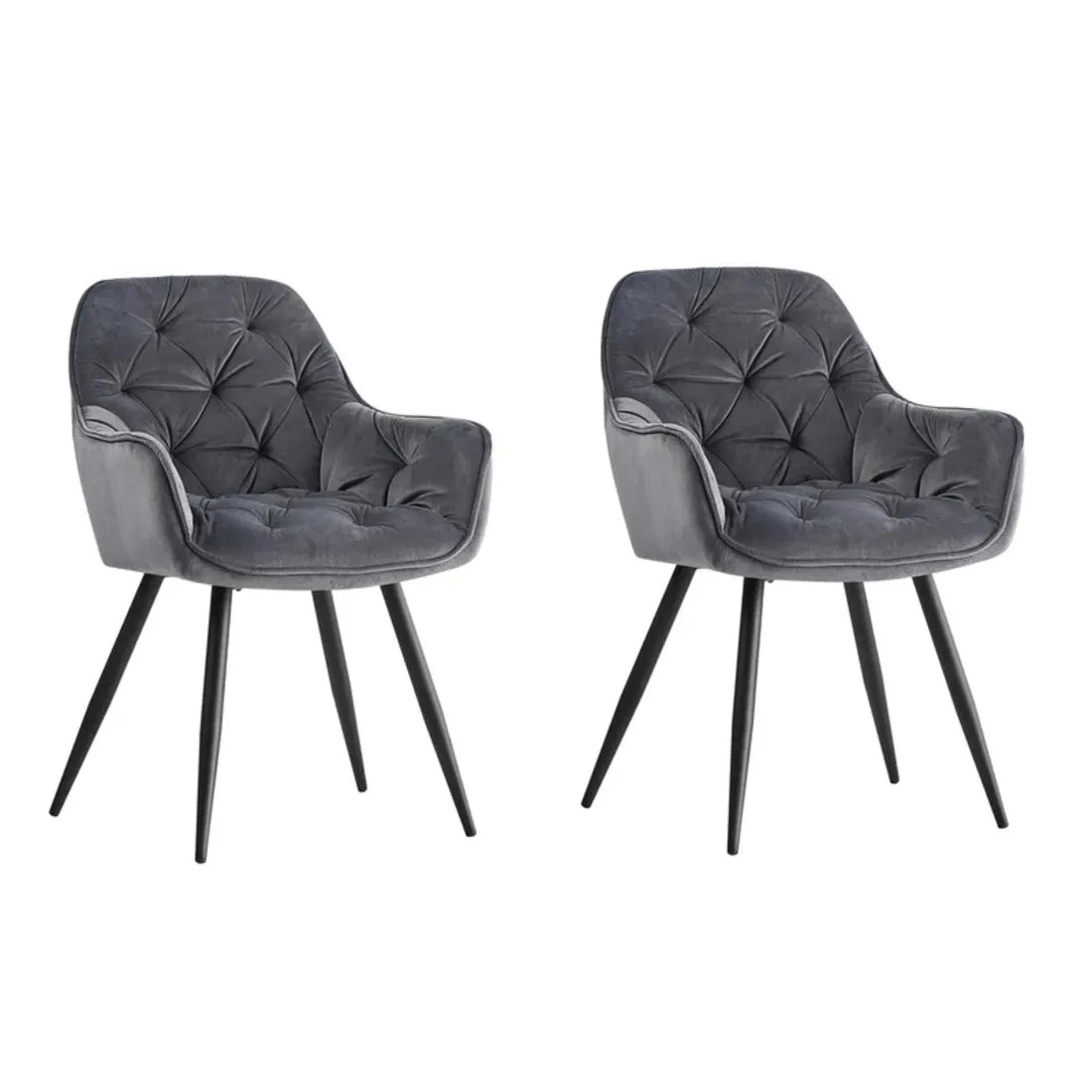 Rich Grey Color Comfy Padded Tufted Velvet Lounge Chair